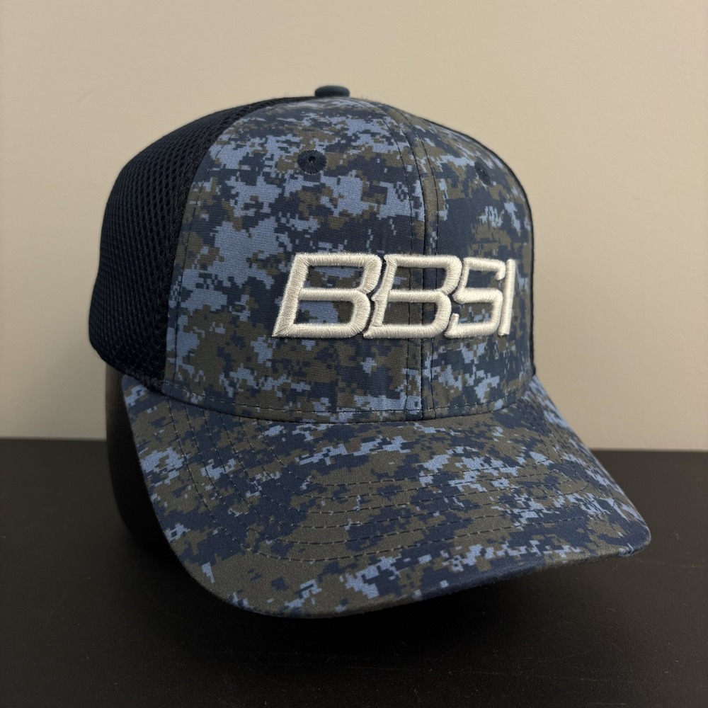 BBSI Trucker Blue Digital Camo Hat Camouflage Mesh Cap Strapback Adjustable